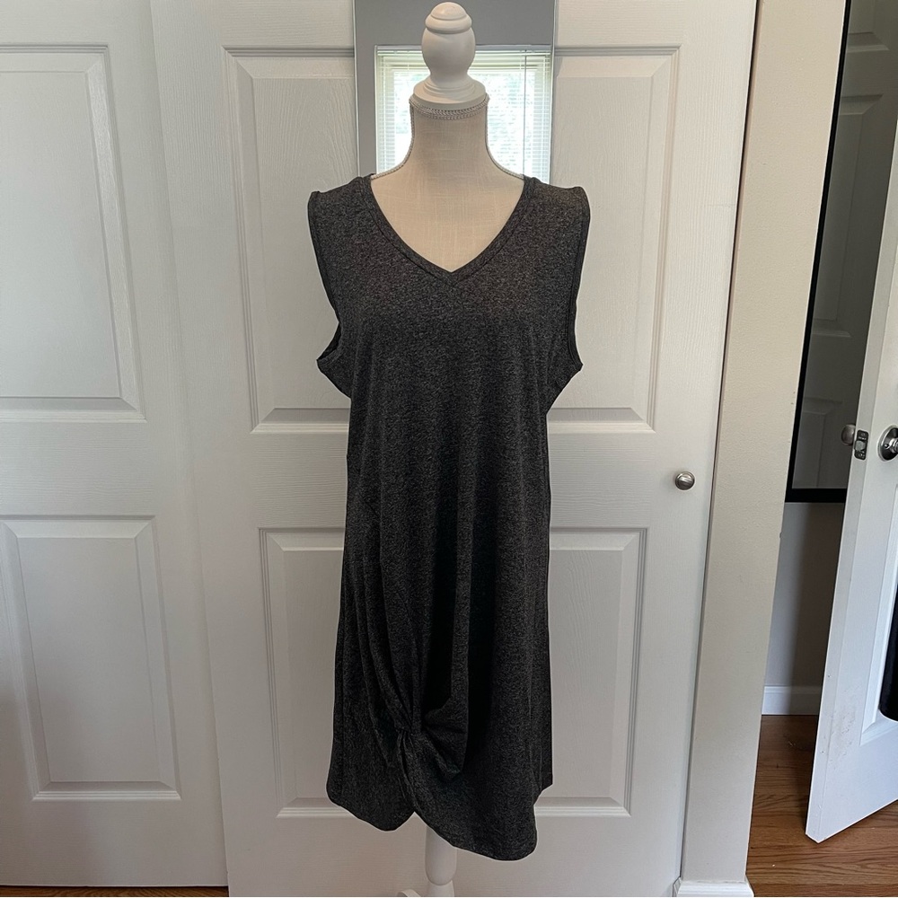 Heathered Gray Sleeveless Althleisure Style Dress